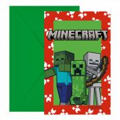 Inbjudningskort & Kuvert Minecraft - 6-pack