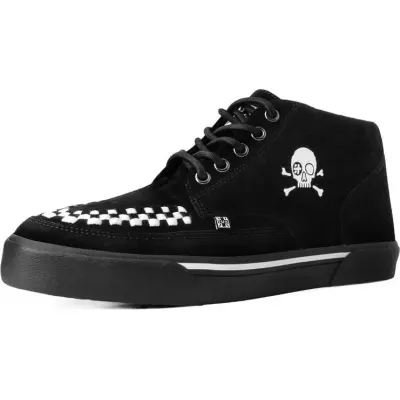 T.U.K. - Gothic Höga sneakers - CREEPER SNEAKER MID BLACK WHITE SUEDE - EU41 EU46 - för Herr - svart