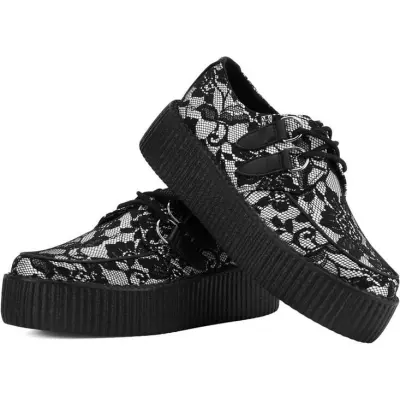 T.U.K. - Gothic Lågskor - Viva Hi Creeper White Black - EU36 EU42 - för Dam - svart/vit