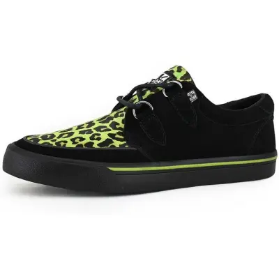 T.U.K. - Gothic Sneakers - Creeper Sneaker Neon Green Leopard - EU36 EU46 - för  svart/grön