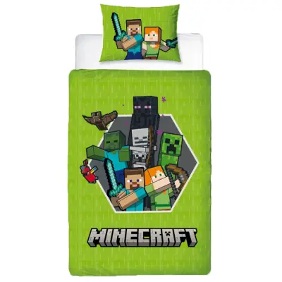 Minecraft Bäddset 150x210cm Vändbart - Minecraft -  Leksaksaffären