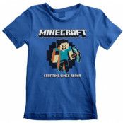 Minecraft - gaming T-shirt - Crafting Since Alpha - 104 152 - för barn - blå