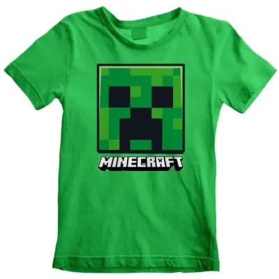 Minecraft - gaming T-shirt - Creeper Face - 116 - för barn - grön