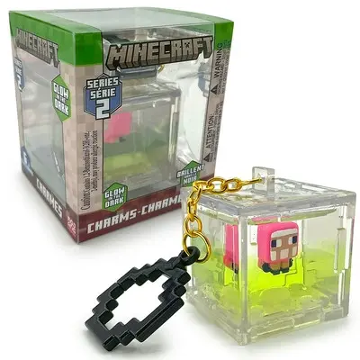 Minecraft Charms Clip on Pink Sheep (neongul vätska) - Minecraft -  Leksaksaffären